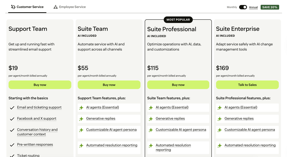Zendesk pricing