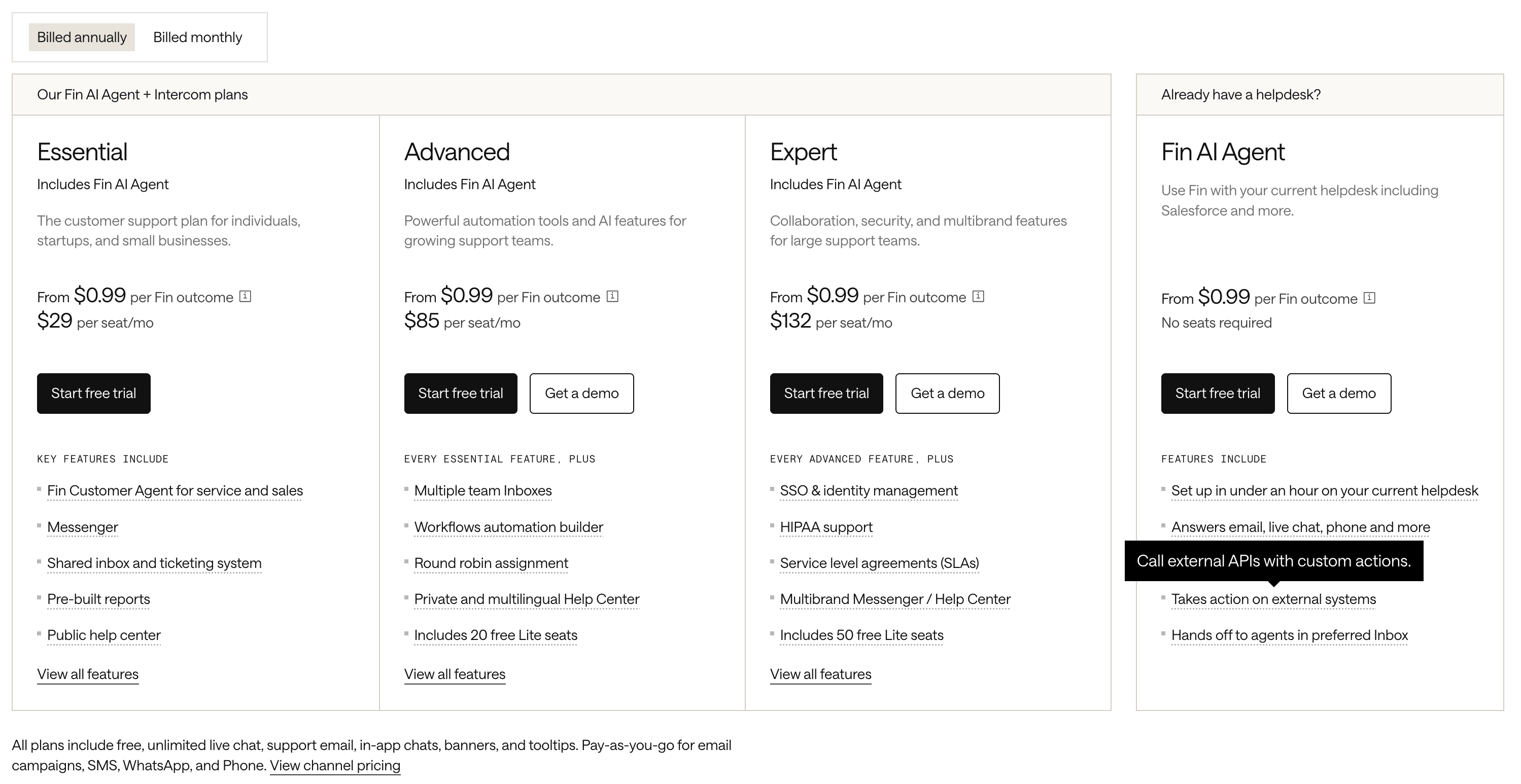 Intercom pricing